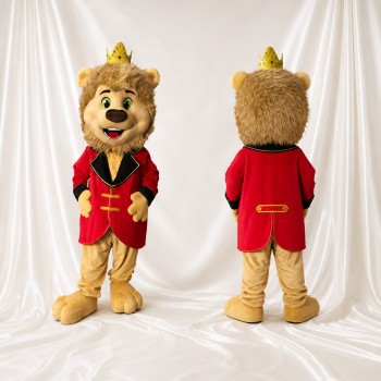 Bronzé rouge et or Lion Royal Costume de mascotte intégral pour adultes Événements de scène