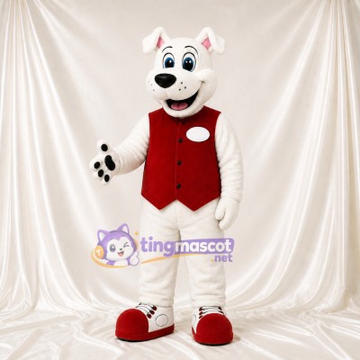 White Dog Mascot Costume Full Body for Adults School Events