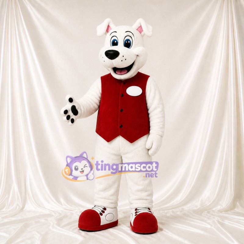 White Dog Mascot Costume Full Body for Adults School Events