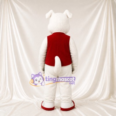White Dog Mascot Costume Full Body for Adults School Events