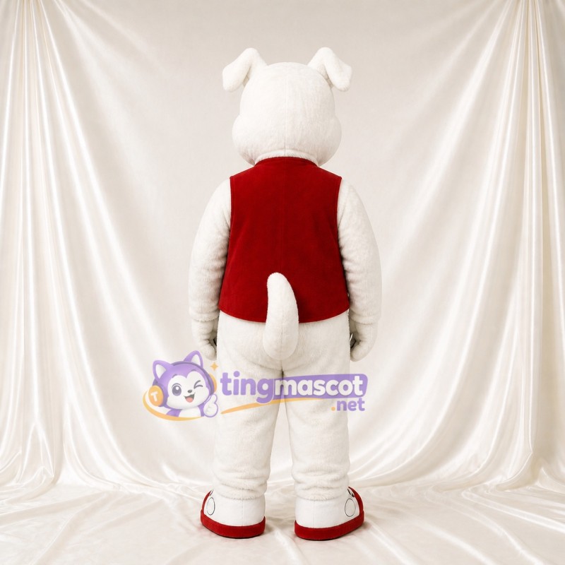 White Dog Mascot Costume Full Body for Adults School Events