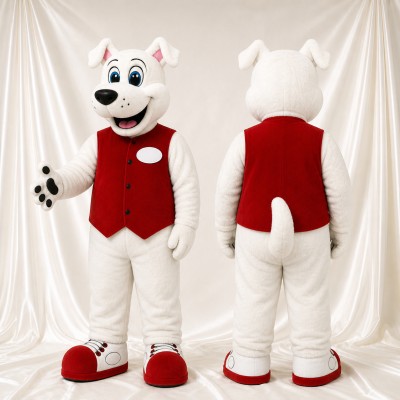 White Dog Mascot Costume Full Body for Adults School Events