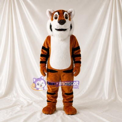 Orange Bold Striped Tiger Mascot Costume Full Body for Adults Sports Events