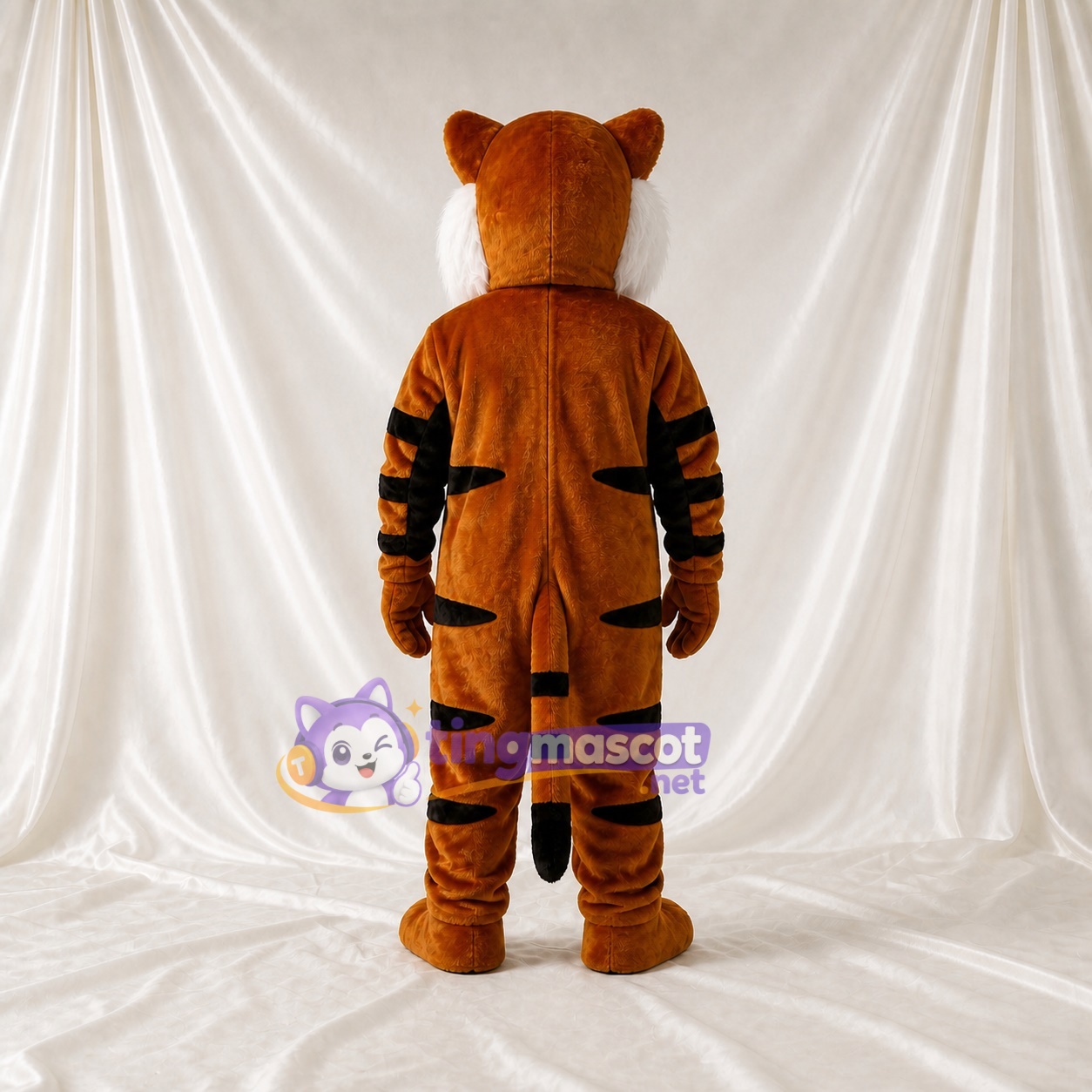 Orange Bold Striped Tiger Mascot Costume Full Body for Adults Sports Events Orange Bold Striped Tiger Mascot Costume Full Body for Adults Sports Events