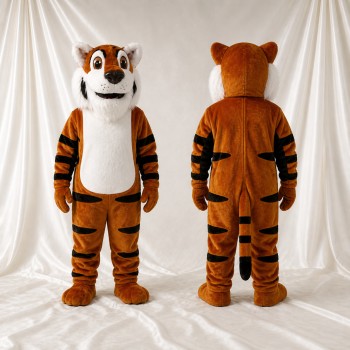 Orange Bold Striped Tiger Mascot Costume Full Body for Adults Sports Events