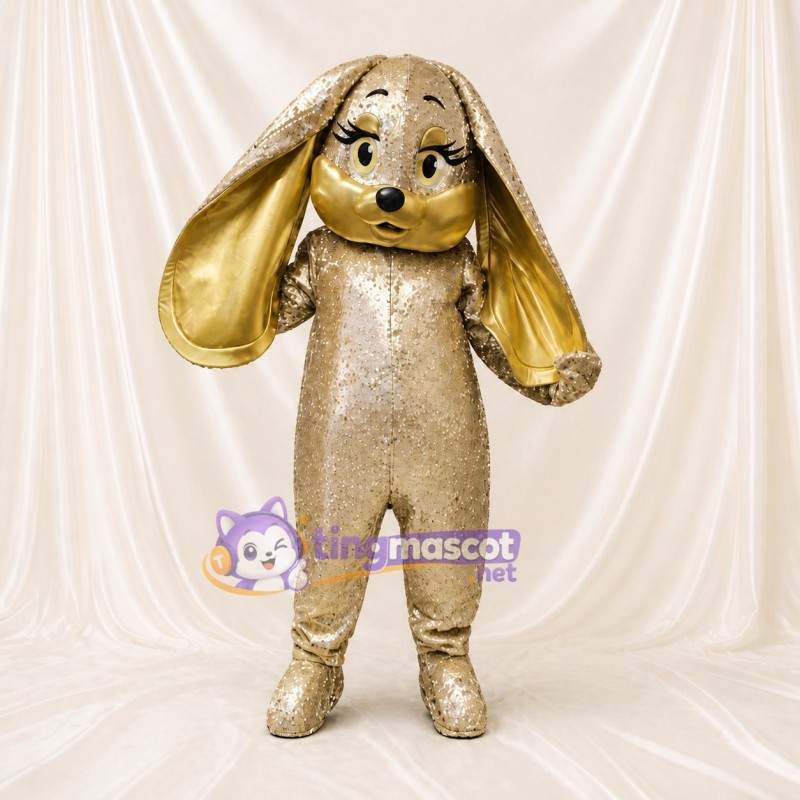 Gold Rabbit Mascot Costume Full Body for Adults Stage Events