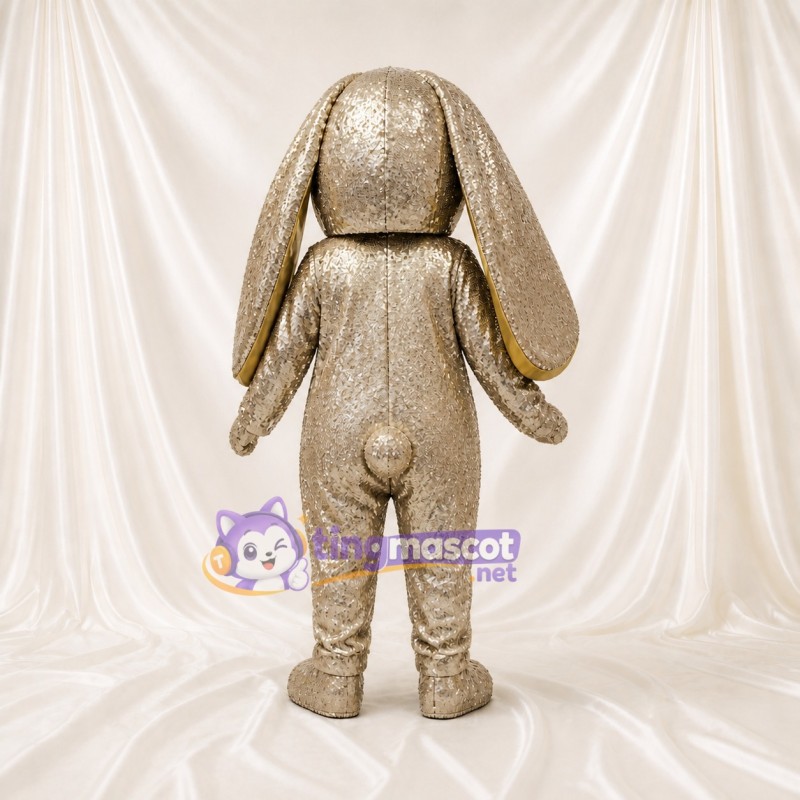 Gold Rabbit Mascot Costume Full Body for Adults Stage Events