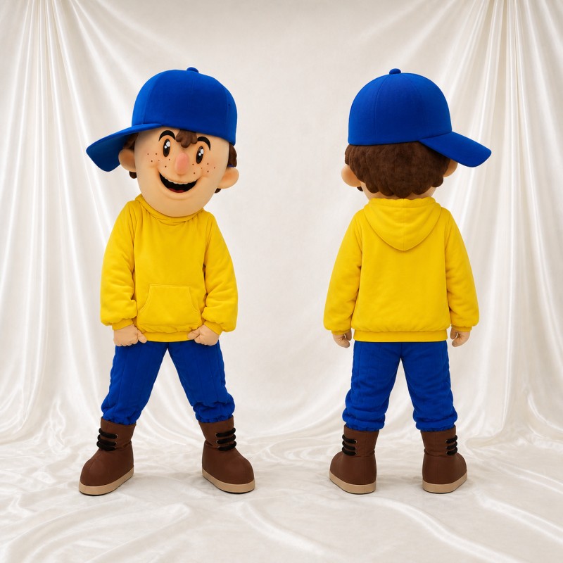 Yellow Boy Mascot Costume Full Body for Adults School Events