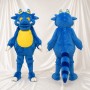 Blue Horned Long Dragon Mascot Costume Full Body for Adults Sports Events