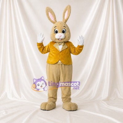 Beige Rabbit Mascot Costume Full Body for Adults Stage Events