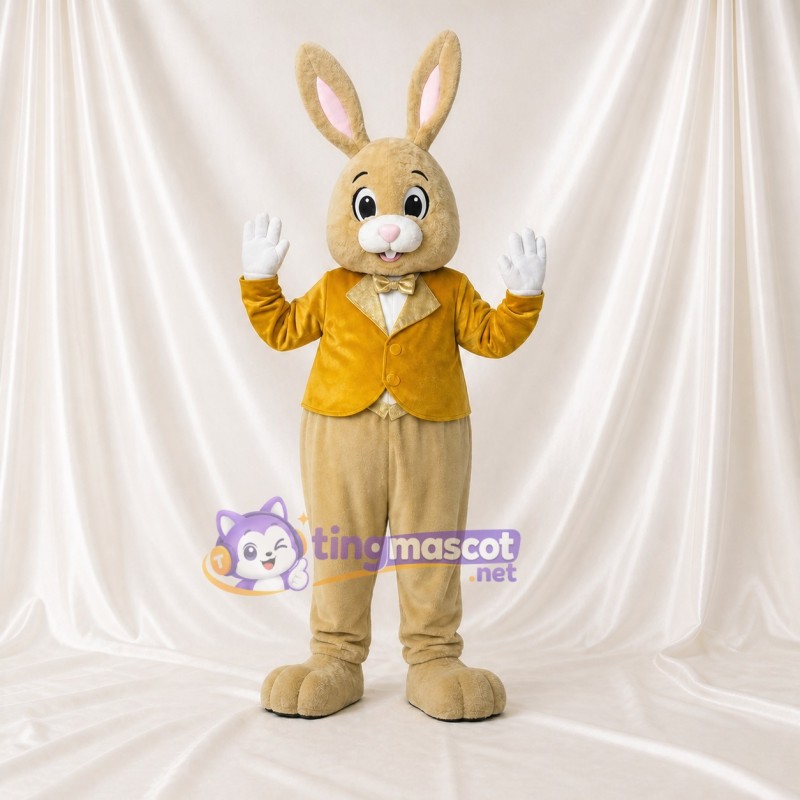 Beige Rabbit Mascot Costume Full Body for Adults Stage Events