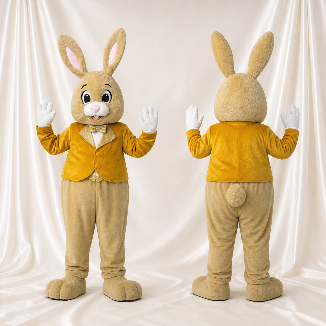 Beige Rabbit Mascot Costume Full Body for Adults Stage Events Beige Rabbit Mascot Costume Full Body for Adults Stage Events