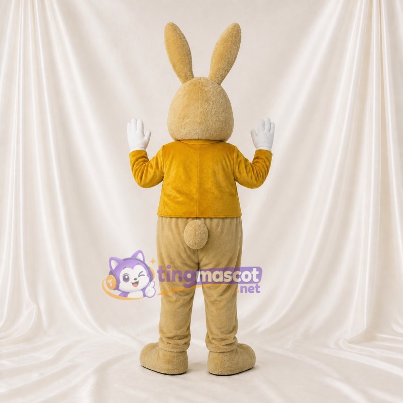 Beige Rabbit Mascot Costume Full Body for Adults Stage Events
