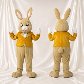 Beige Rabbit Mascot Costume Full Body for Adults Stage Events