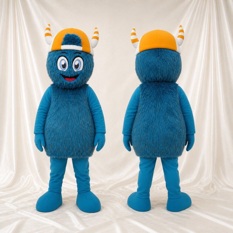 Blue Monster Mascot Costume Full Body for Adults School Events