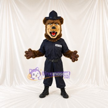 Costume de mascotte ours officier intégral pour adultes – événements scolaires