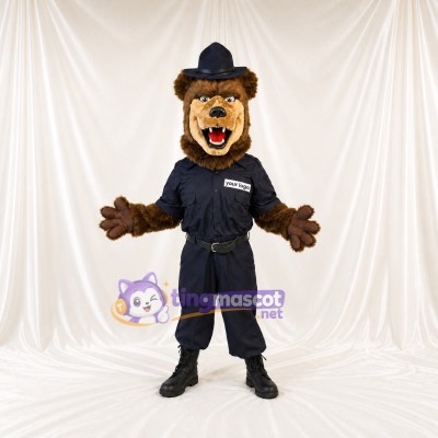 Costume de mascotte ours officier intégral pour adultes – événements scolaires