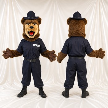 Costume de mascotte ours officier intégral pour adultes – événements scolaires