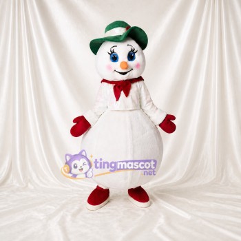 Bonhomme de neige au chapeau festif Costume de mascotte intégral pour adultes Noël