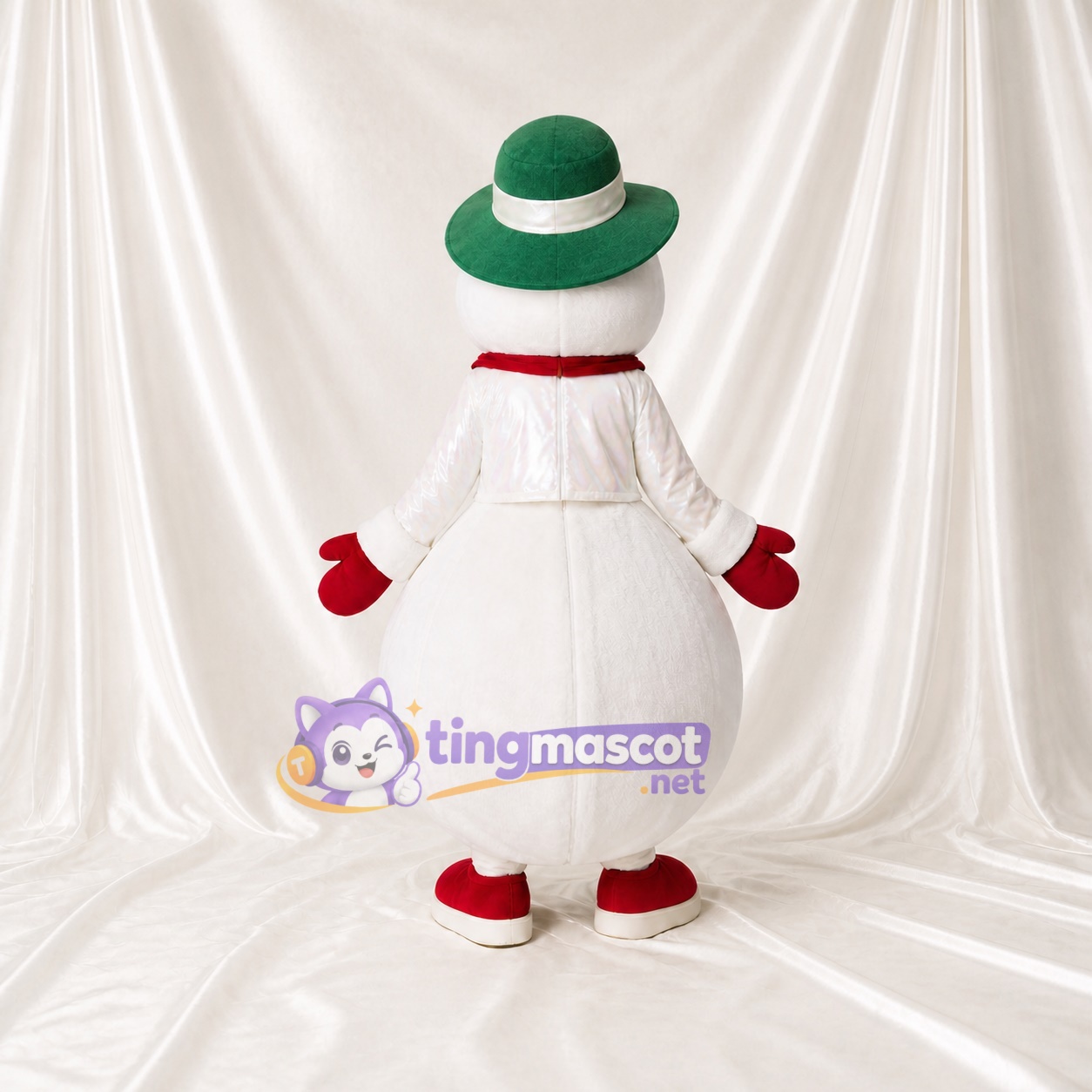 Bonhomme de neige au chapeau festif Costume de mascotte intégral pour adultes Noël Bonhomme de neige au chapeau festif Costume de mascotte intégral pour adultes Noël