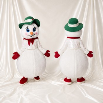 Bonhomme de neige au chapeau festif Costume de mascotte intégral pour adultes Noël