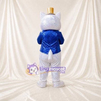 Chat blanc Costume de mascotte intégral pour adultes Événements de scène