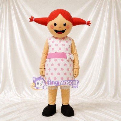 Red Girl Mascot Costume Full Body for Adults School Events