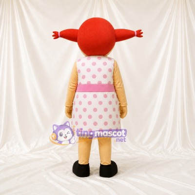 Red Girl Mascot Costume Full Body for Adults School Events