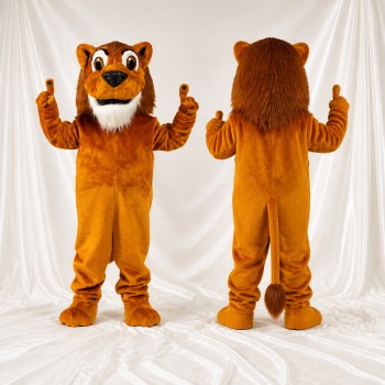 Lion à Crinière Ébouriffée Orange Costume de mascotte intégral pour adultes Événements sportifs