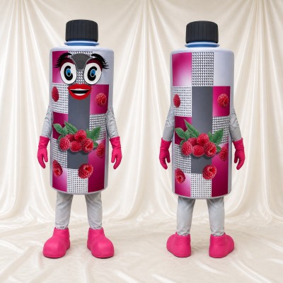 Purple Beverage Bottle Mascot Costume Full Body for Adults Food Events