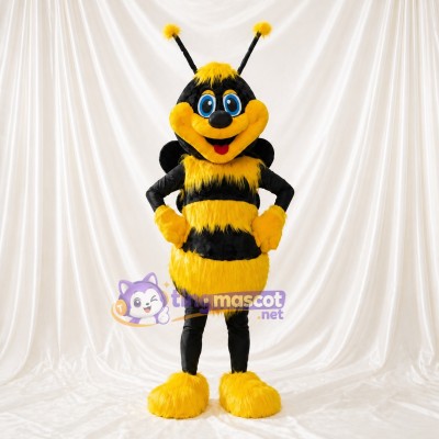 Striped Long Bee Mascot Costume Full Body for Adults School Events