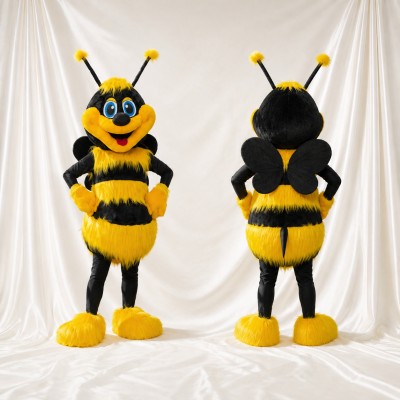 Striped Long Bee Mascot Costume Full Body for Adults School Events