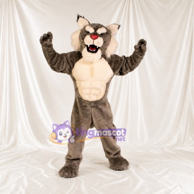 Costume de mascotte chat sauvage gris intégral pour adultes – événements sportifs