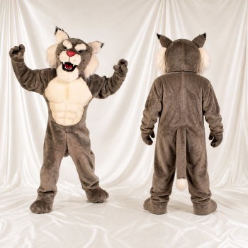 Gray Wildcat Mascot Costume Full Body for Adults Sports Events