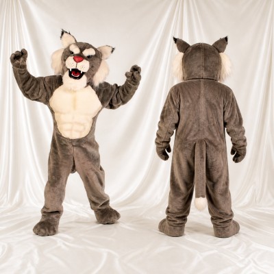 Costume de mascotte chat sauvage gris intégral pour adultes – événements sportifs