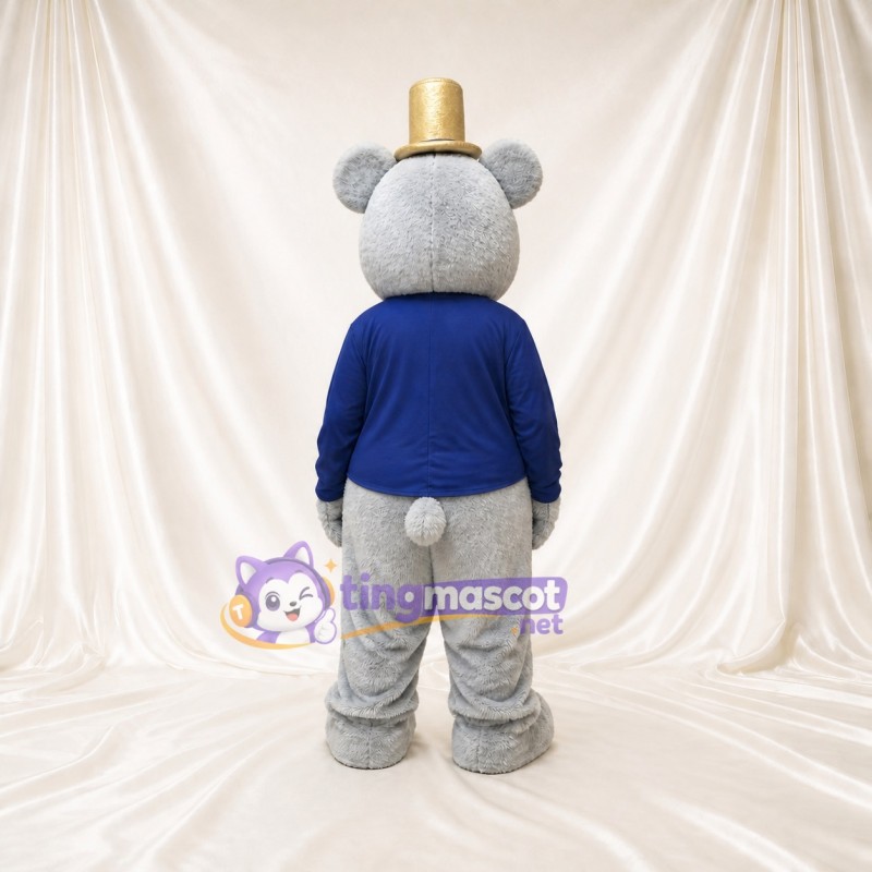 Gray Bear Mascot Costume Full Body for Adults School Events