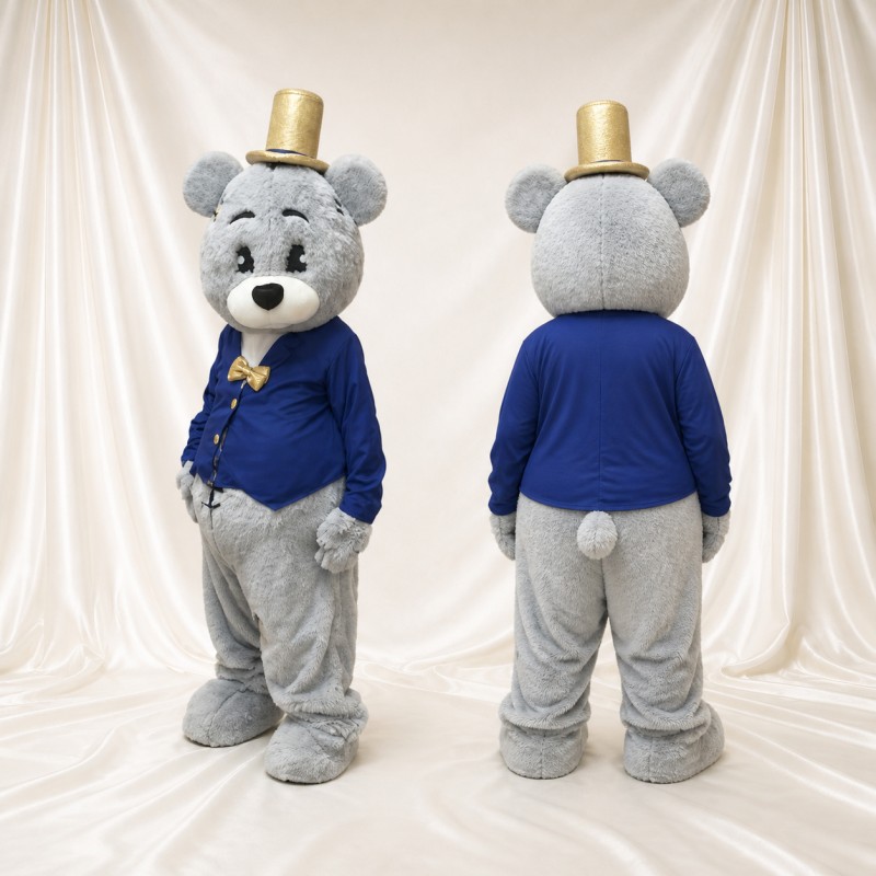 Gray Bear Mascot Costume Full Body for Adults School Events