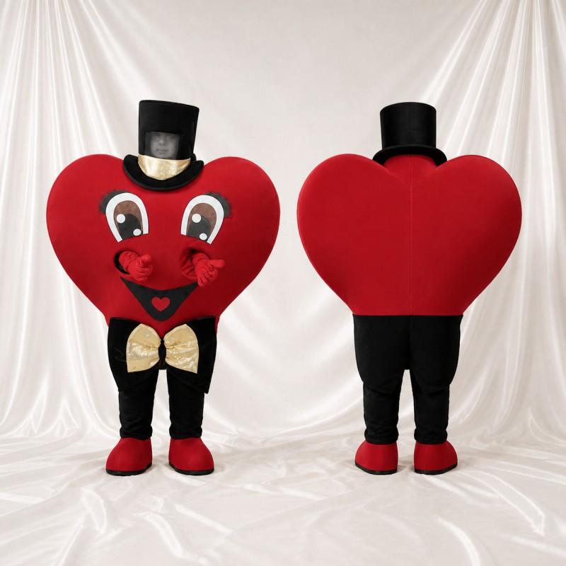 Red Heart Character Mascot Costume Full Body for Adults Charity Events