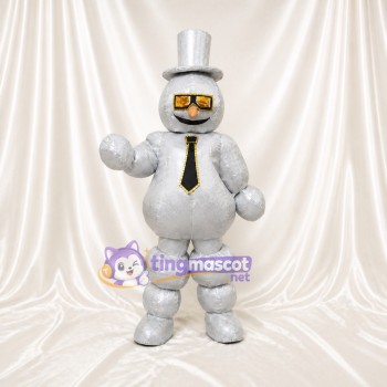 Bonhomme de neige argenté Costume de mascotte intégral pour adultes Noël