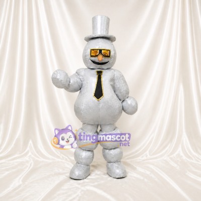 Bonhomme de neige argenté Costume de mascotte intégral pour adultes Noël