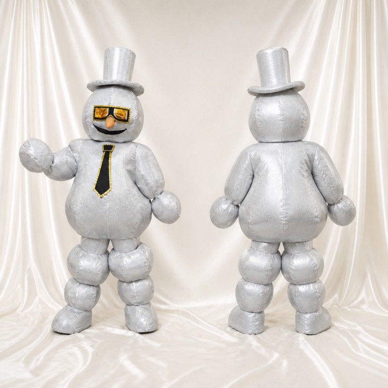 Bonhomme de neige argenté Costume de mascotte intégral pour adultes Noël