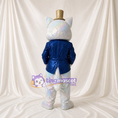 Chat Blanc Élégant Costume de mascotte intégral pour adultes Événements de scène