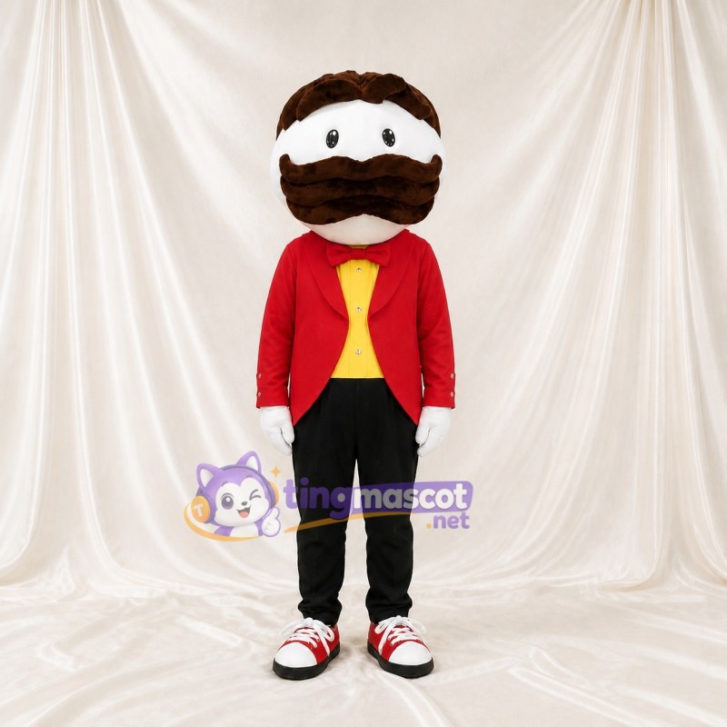 Red Mustached Man Mascot Costume Full Body for Adults Stage Events