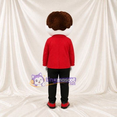 Red Mustached Man Mascot Costume Full Body for Adults Stage Events