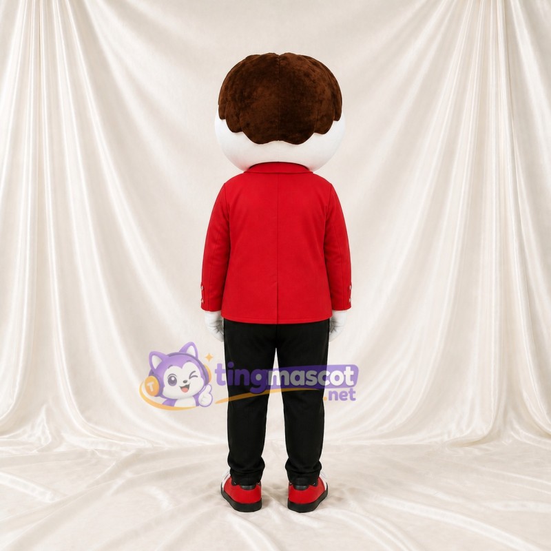 Red Mustached Man Mascot Costume Full Body for Adults Stage Events