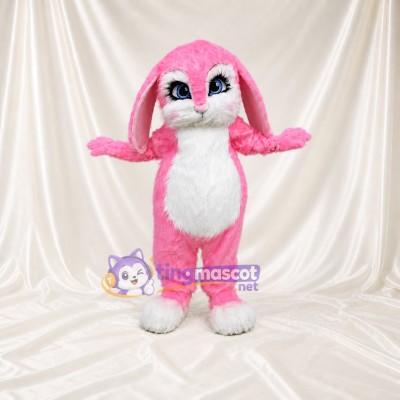 Pink Rabbit Mascot Costume Full Body for Adults School Events