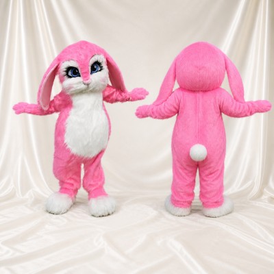 Pink Rabbit Mascot Costume Full Body for Adults School Events