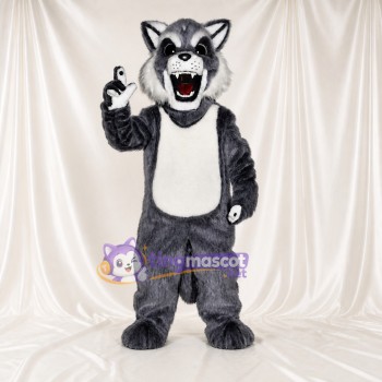 Fierce Gray Wolf Mascot Costume Full Body for Adults Sports Events