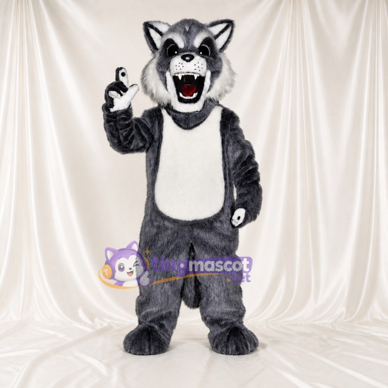 Fierce Gray Wolf Mascot Costume Full Body for Adults Sports Events