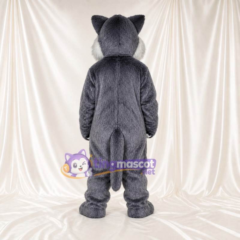 Fierce Gray Wolf Mascot Costume Full Body for Adults Sports Events